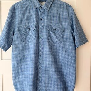 Orvis Light Blue Plaid Short-Sleeve Button-Down Shirt
